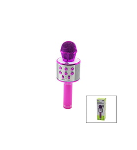 WİRELESS MİKROFON KARAOKE - HOPARLÖR USB ŞARJLI USB - TF - AUX RENKLİ KROM KAPLAMA PİL:800mAh - DC 5V BLS-25 GO-53-vice