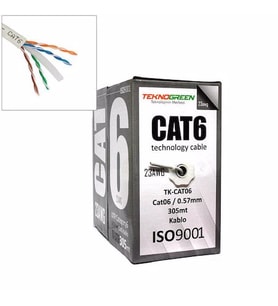 TeknoGreen 4X2X23 Awg Cat6 Utp Veri İletişim Kablosu-305 Metre