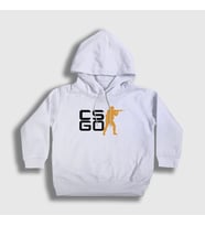 Presmono Unisex Çocuk Beyaz Logo Oyun Counter Strike Cs Go Kapüşonlu Sweatshirt 323532tt (Beyaz)