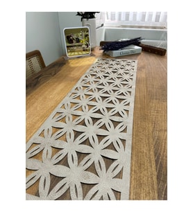 Eha Lazer Desenli Lazer Kesim Runner (Özel Ölçüler) (Bej)