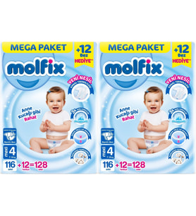 Molfix Bebek Bezi Beden:4 (7-14KG) Maxi 256 Adet Mega Ekonomik Fırsat Pk