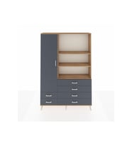 Arges Gardrop 7 Raflı 6 Çekmeceli Tek Kapaklı  132x30x195 Çam-Antrasit