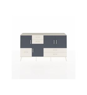 Arges Konsol 4 Raflı 5 Çekmeceli 4 Kapaklı 176x30x99 Aytaşı-Antrasit/Aytaşı