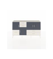 Arges Konsol 4 Raflı 5 Çekmeceli 4 Kapaklı 176x30x99 Aytaşı-Antrasit/Aytaşı