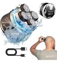 Kel Kafa Tıraş Makinesi RQ518  Günlük, Sakal ve Baş Tıraşı İçin, 5 Başlıklı, USB Şarjlı, Su Geçirmez