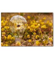 Cakapuzzle Sarı Çiçekler Ampul İçerisindeki Sarı Çiçek Puzzle Yapboz MDF (Ahşap) (120 Parça)