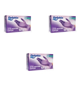 Dolphin Tek Kullanımlık Lila Nitril Eldiven - Muayne Eldiveni Medium Orta Boy - 100'lü 3 Paket