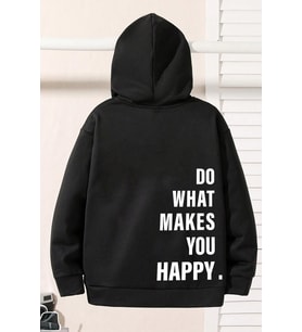 Do What Baskılı Erkek - Kız Çocuk Rahat Kalıp Sweatshirt (Siyah)