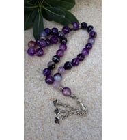STONEAGE JEWELLERY Mor Akik Güç Doğal Taş Tesbih