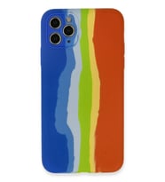Pilelistore   iPhone 11 Pro Kılıf Ebruli Lansman Silikon - Mavi-Turuncu