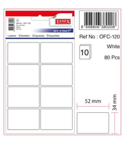 TANEX OFC-120 34x52 BEYAZ OFİS ETİKETİ 10'LU