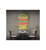 Hamburger Figürlü Neon Tabela