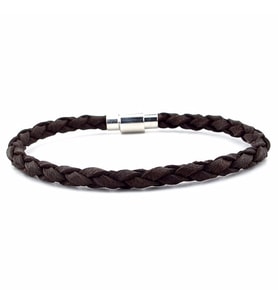 KOYU KAHVE ÖRGÜ ORJİNAL DERİ METAL MIKNATIS ERKEK BİLEKLİK M019R