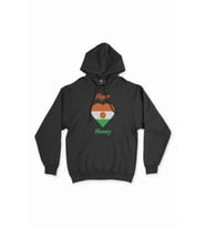 Niamey Nijer Bayraklı Kalpli Siyah Sweatshirt Hoodie
