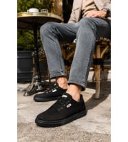 Camden Bağcıklı Keten Kumaş Erkek Günlük Sneaker Ayakkabı – Siyah