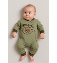 Persona Bear Nakışlı % 100 Pamuk Erkek Bebek Tulum