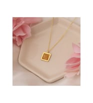 MİNELİ KARE ŞEKLİNDE GÜMÜŞ KOLYE (Gold)