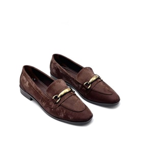 Kindep (Park Moda) Toka Detaylı Günlük Kadın Loafer Ayakkabı KAHVE