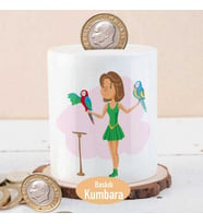 Kuş Tutan Sevimli Kız Para Birikim Kumbarası-1416-1110