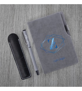 Kişiye Özel UV Baskılı Harfli Gri Defter & Gri Roller Kalem  Seti