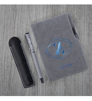 Kişiye Özel UV Baskılı Harfli Gri Defter & Gri Roller Kalem  Seti