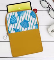 BK Gift Deniz Kabukları Tasarımlı Taşınabilir Koruyucu Tablet Kılıfı & Organizer Çanta - Sarı-2