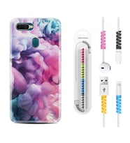 Oppo A5S A15 A16 A54 A55 A73 A74 Kılıf Kablo Koruma Spiral Silikon Pink Cloud 1305