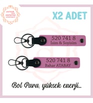 Pembe, İsme Özel Hediyelik 2'li Anahtarlık Set, Bolluk Akışı, 520 741 8 Sayılı Kod, Denge ve Huzur (Çok Renkli)