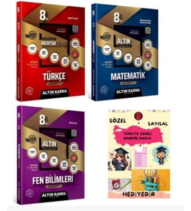 ALTIN KARMA YAYINLARI 8.SINIF TÜRKÇE + MATEMATİK + FEN BİLİMLERİ ETKİNLİKLİ SORU BANKASI + HEDİYE