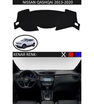 Nissan Qashqai 2013-2020 İçin Uygun Torpido Koruma Halısı Siyah Kenar Renk Siyah