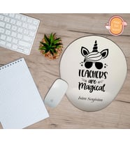 Kişiye Özel Unicorn Temalı Öğretmenler Sihirlidir Yazılı Mouse Pad Bilek Destekli