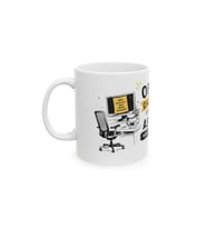 Ofiste Çalışıyoruz Gibi Yapıyoruz Temalı Porselen Kupa Eğlenceli Ofis Hediyesi 330 ml Seramik Kupa KF10072619