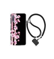 Samsung Galaxy A7 2018 Kılıf Desenli Silikon Ipli Boyun Askılı Pink Flowers 3 1393