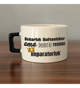 Bekarlık Sultanlıktır Ama Baskılı Siyah Kulplu C Fincan