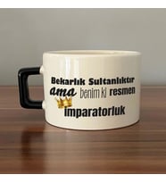 Bekarlık Sultanlıktır Ama Baskılı Siyah Kulplu C Fincan