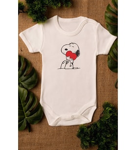Unisex Bebek Snoopy Organik Baskılı %100 Pamuklu zıbın