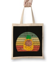 Vintage Pineapple and Cat Lover Bez Çanta Uzun Saplı