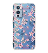 PrintiFy OnePlus 9 Uyumlu Kamera Korumalı Floral Kırmızı Tasarımlı Şeffaf Silikon Kılıf