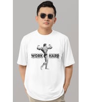 Tasarım Arnold Work Hard Fitness Bodybuilding Sporcu Gym Baskılı Unisex Oversize Tişört
