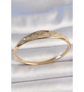 Pirinç Gold Renk Zirkon Taşlı Yıldız İşlemeli Kadın Kelepçe 5886 - SSSSSS3705-3241