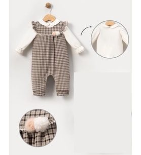 PİTİKARE SALOPETLİ PADİLİ BEBE KIZ TULUM