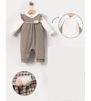 PİTİKARE SALOPETLİ PADİLİ BEBE KIZ TULUM (Pudra)