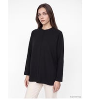 LCW Modest Siyah Soft Touch Oversize Kadın Sweatshirt Tunik