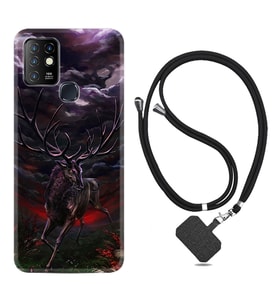 INFINIX Hot 8 9 10 11S Hot 10 Play 10T Kılıf Boyun Askılı Silikon Dark Deer 1786