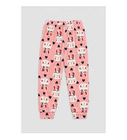 Kız Çocuk Tavşan Desenli Yumuşak Kadife Dokulu Pembe Pijama Altı