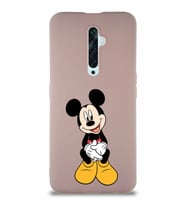 Oppo Reno 2Z Soft Premier Kapak Mickey Mouse-A Tasarımlı Silikon Kılıf - Pudra (Şeffaf)