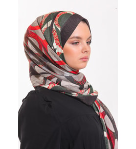 Geometrik Desen Elegante Seri Şal Eşarp Askısı ile Birlikte 75x200 cm Siyah Zümr