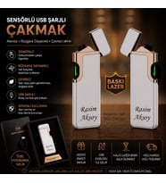 İsme Özel Lüks Şarjlı Çakmak - Çift Yön Baskı Opsiyonu- 6 Farklı Renk Seçeneğiyle