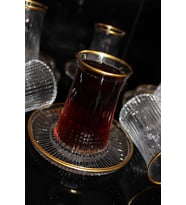 Altın Yaldızlı 12 Parça 6'lı Özel Seri Yeni Seri Çay Seti