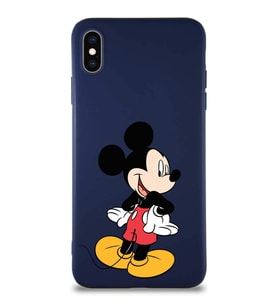 Apple iPhone XS Max Soft Premier Kapak Mickey Mouse-D Tasarımlı Silikon Kılıf - Lacivert (Şeffaf)